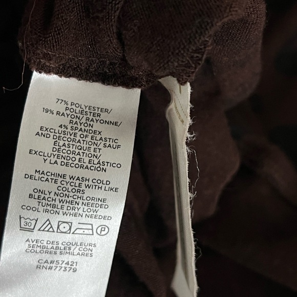 Ann Taylor Dress Sz Med Brown Animal Print Long Sleeve midi/maxi blouson office - Picture 5 of 5